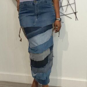 Custom Patchwork Denim Skirt